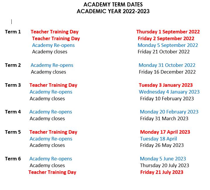 Ecton Village Primary Academy - Term Dates